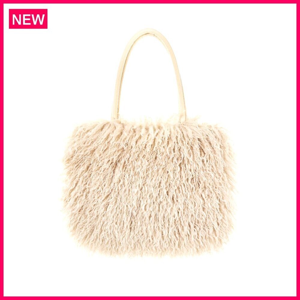 Large Faux Fur Tote Bag with Top Handle Shoulder Bag Winter Handbag